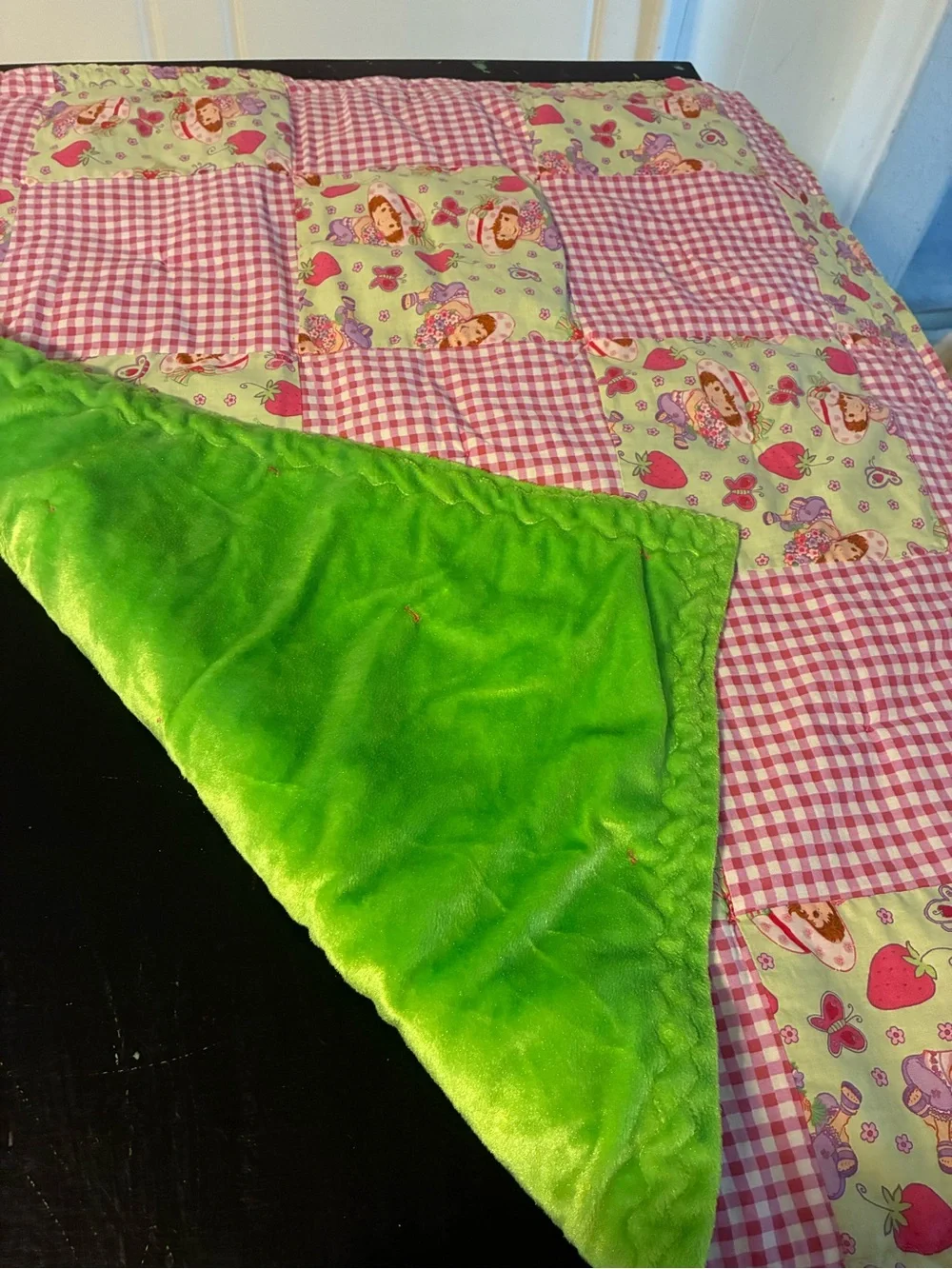Strawberry Shortcake Gingham Patchwork Child’s Quilt